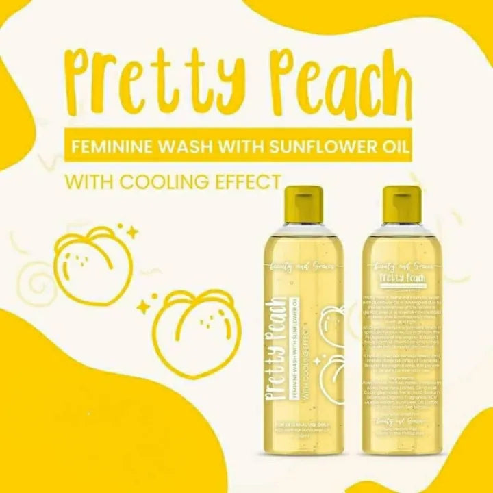 Pretty Peach Feminine Wash With Sunflower Oil by Beauty and Graces 150ml